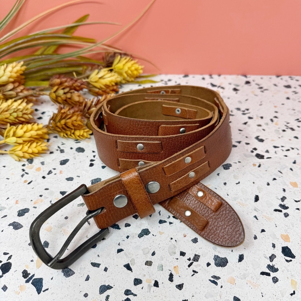 Vintage Artisan Designed By Sheila DeReis Women’s Cognac Tan Leather Belt Sz 2X